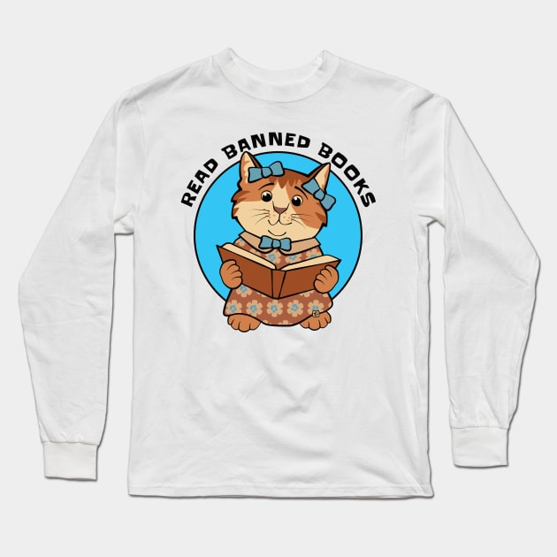 Read Banned Books Cute Kitten Long Sleeve T-Shirt by Sue Cervenka